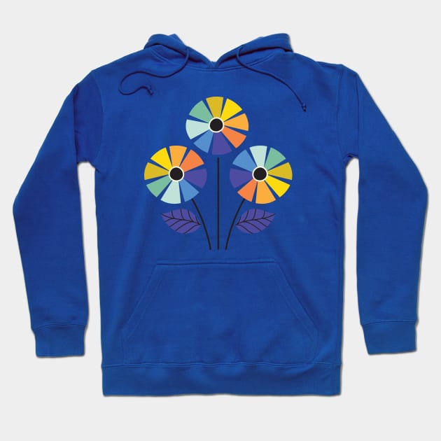 Rainbow flower trio Hoodie by Elizabeth Olwen